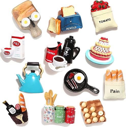 12 imanes para refrigerador de alimentos, imanes de alimentos para nevera, bonitos imanes decorativos para nevera, imanes de nevera para cocina, disponible en Yaxa Peru