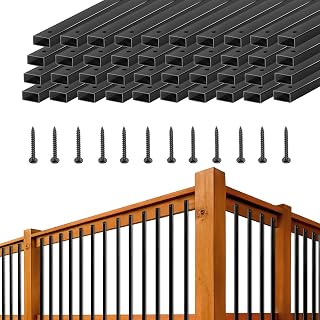 TOPTGO 36" Black Steel Deck Balusters - Hollow Rectangular Spindles for Deck, Porch, Stairs Railing - 25 Pack with Screws