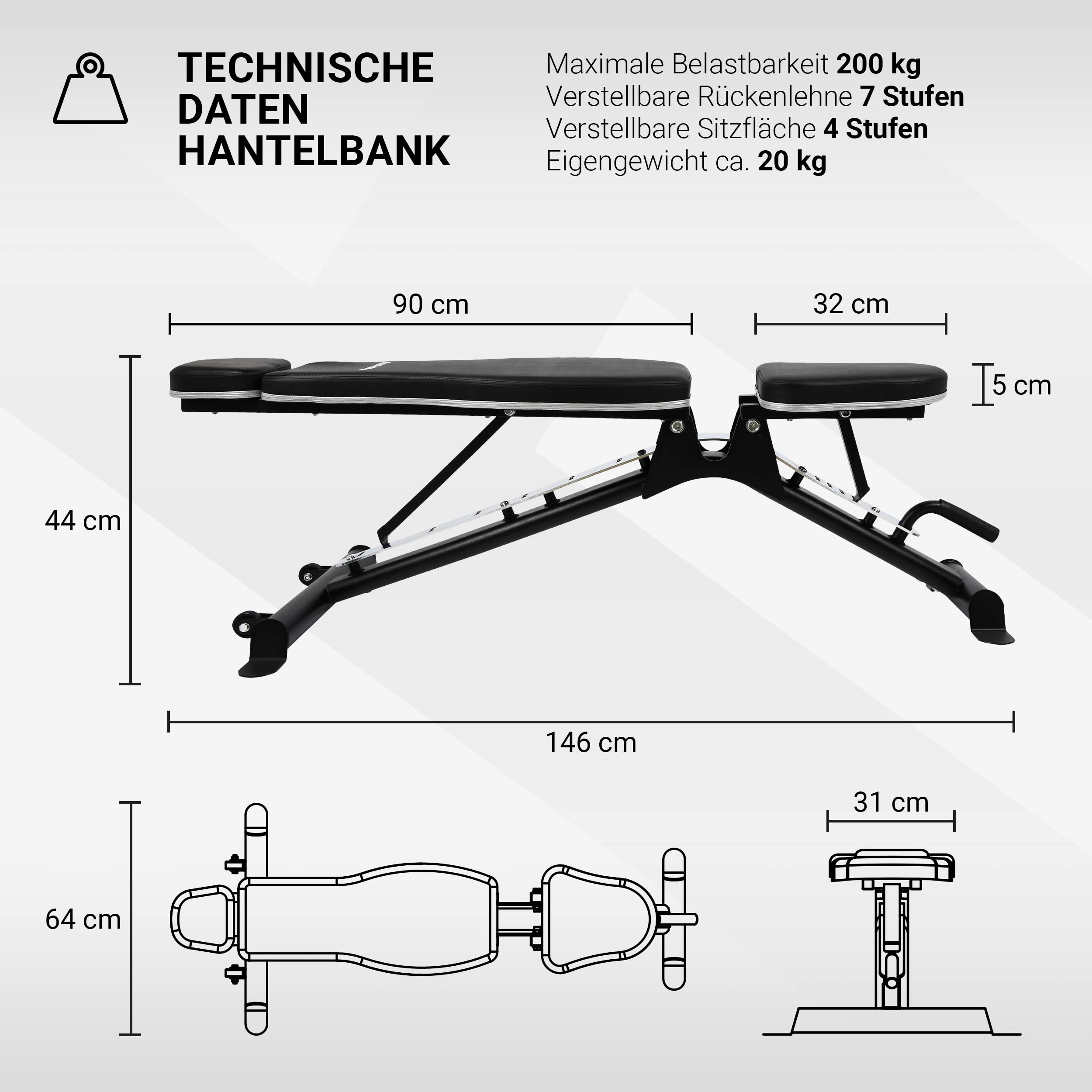 MSPORTS Power Rack Premium Cage H/B/T – 215 x 120 x 140 cm Stazione di potenza fino a 200 kg