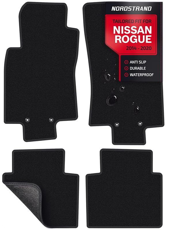 Tapetes Automotivos Pretos para Nissan Rogue T32 2014 a 2020 Nordstrand, Kit com 4 Peças