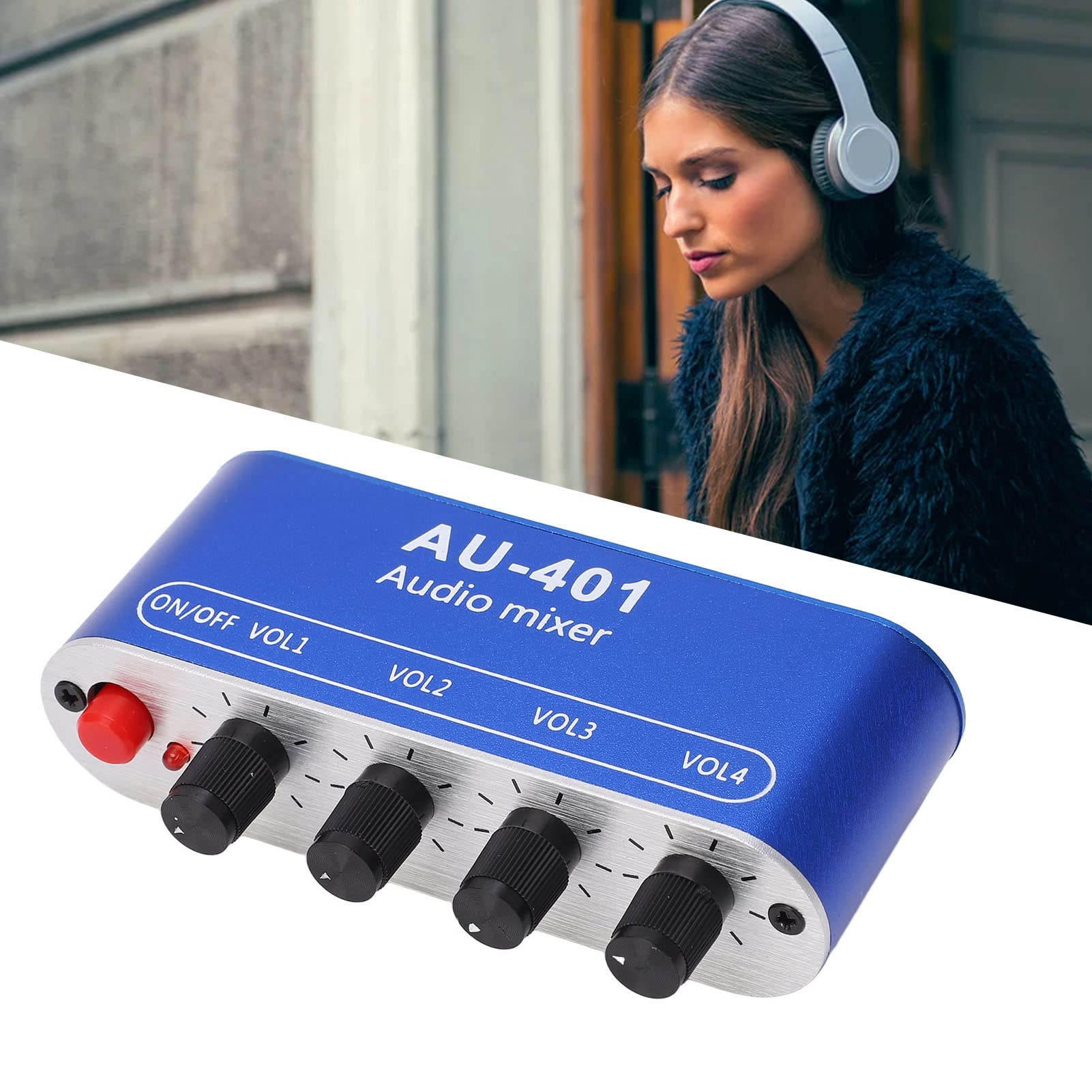 Mezclador de sonido estéreo ,carcasa de aleación de aluminio mezclador 4 en 1 salida menos interferencia control individual sin pérdida para mejorar la señal musical