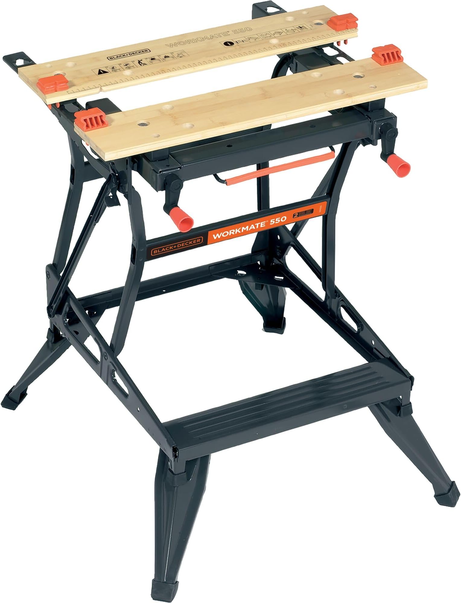 BLACK+DECKER Workmate WM536 – Klappbare Werkbank Höhenverstellbar, 250 Kg Tragkraft, Große Arbeitsfläche 61x25 Cm