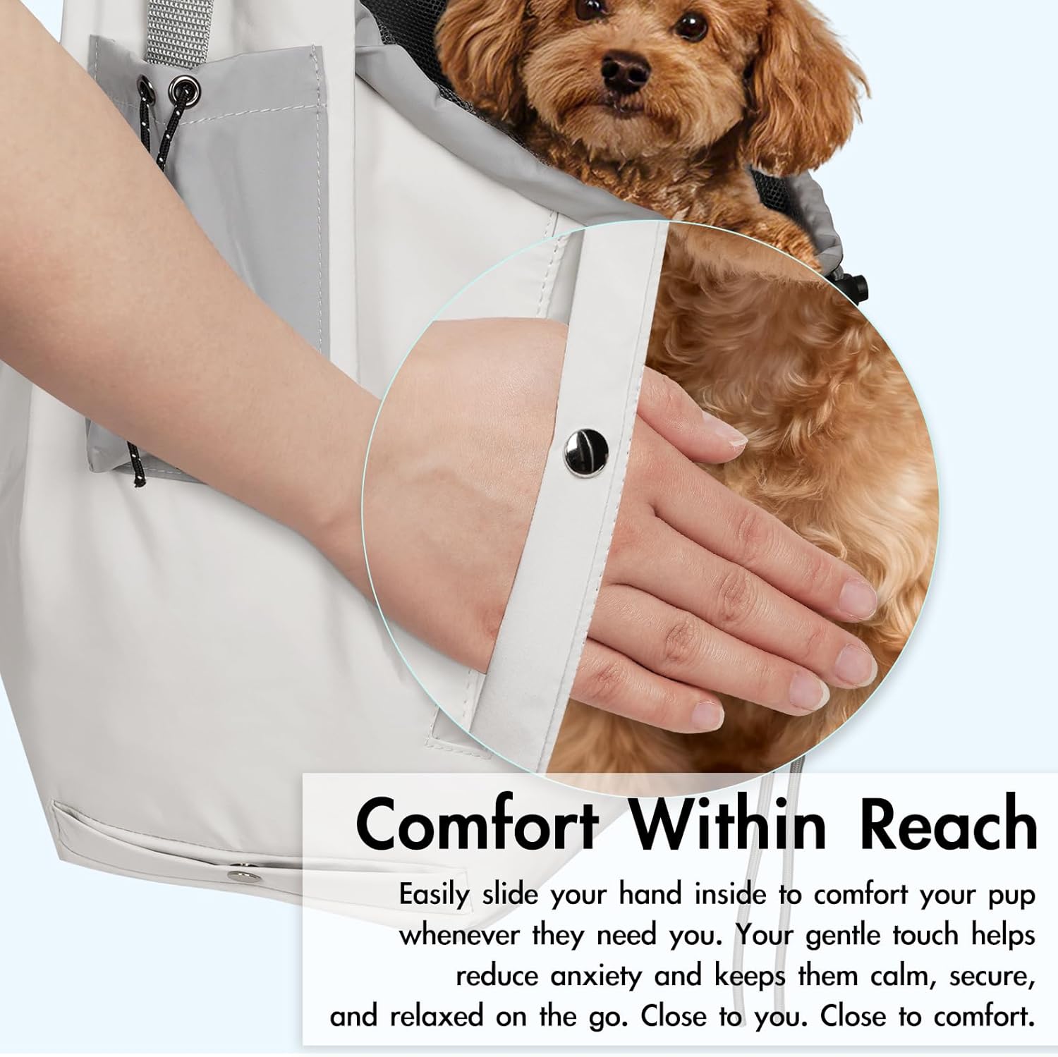 Dog Carrier Sling, Dog Carriers for Small Dogs & Cats with Pockets, Puppy Carrier Sling 15 lbs Machine Washable, Adjustable Shoulder Strap, Hands Free for Family Outdoor Use (Grey)