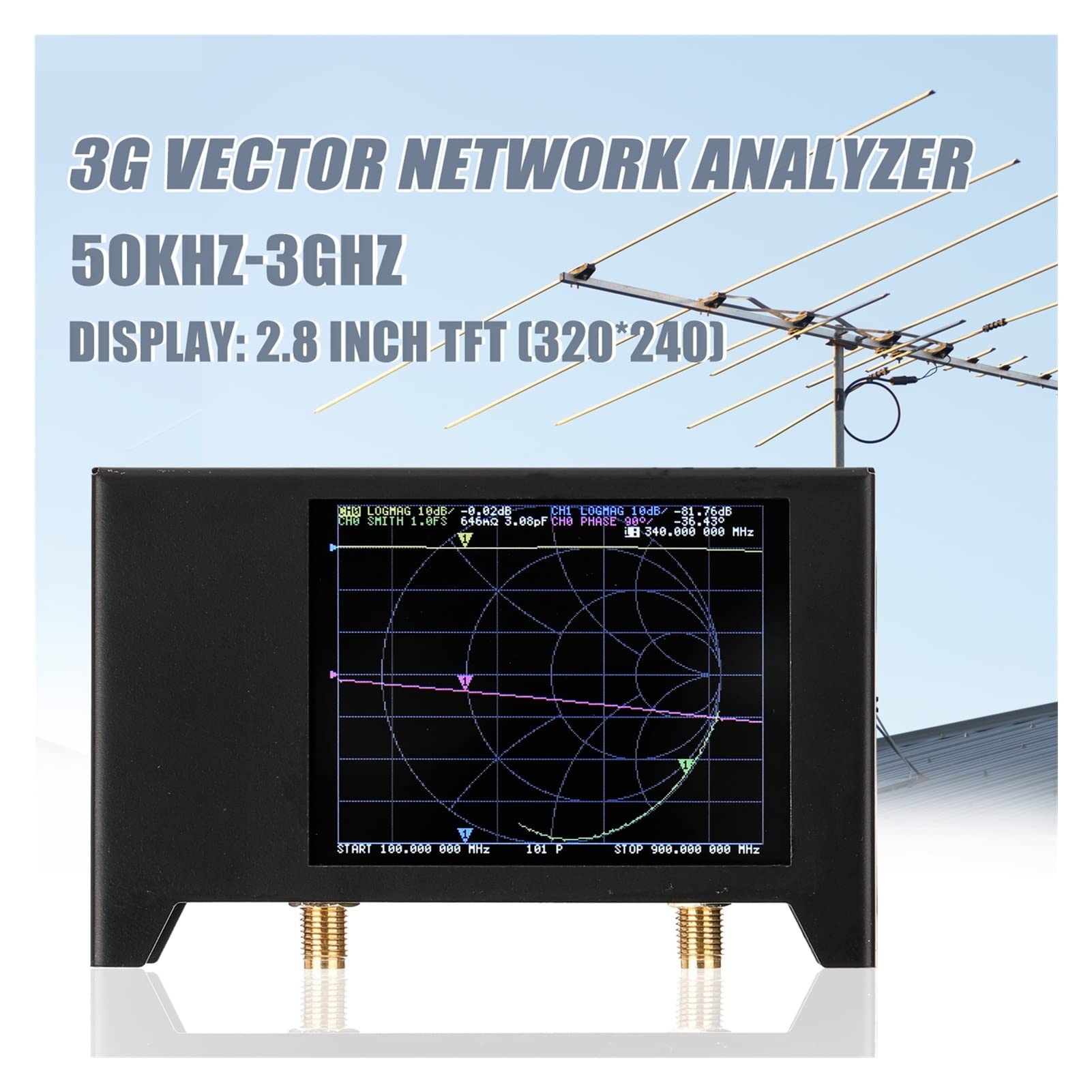 Spektrumanalysatoren 2,8 -Zoll -Bildschirm 3G Vector Network Analyzer S-A-A-2 VNA V2 Antennenanalysator Shortwave HF VHF UHF Messung der S -Parameter, Spannungswellenverhältnis Spannungs-Stehwellenver