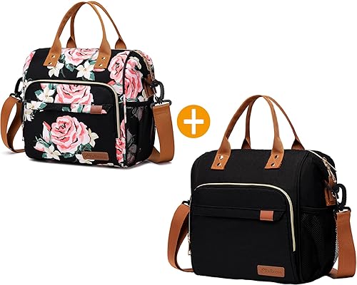 TuErcao Lonchera aislada para mujer, congelable, a prueba de fugas, para el trabajo, la oficina, la escuela, la bolsa de almuerzo reutilizable para