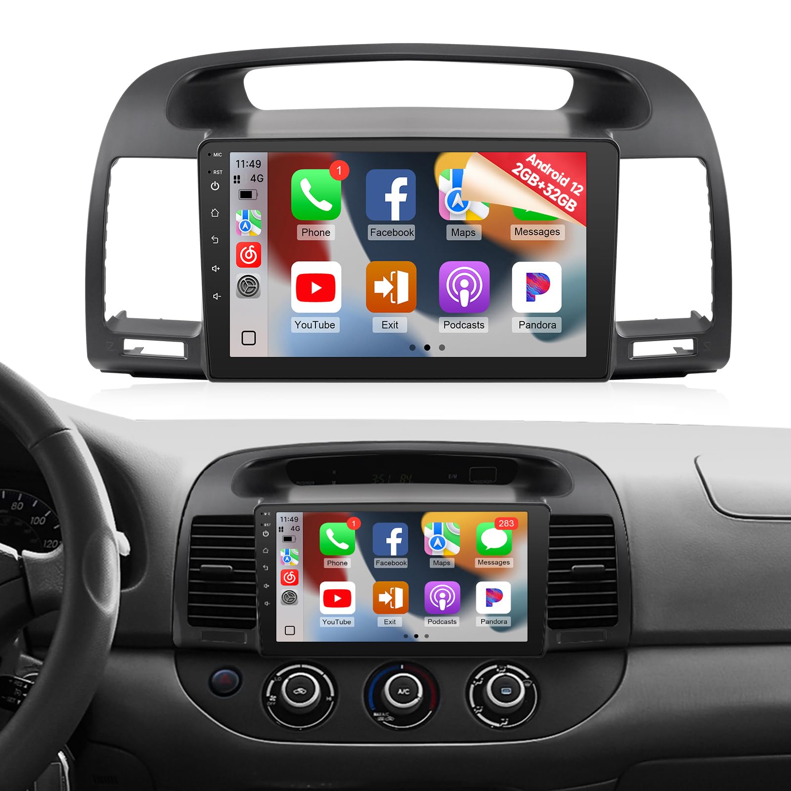 Photo 1 of Naifay Android Car Radio for Toyota Camry 2002 2003 2004 2005 2006(Non-J.B.L Version), 9" IPS Touchscreen for Camry Radio with Wireless Carplay Android Auto/Bluetooth/Wi-Fi/FM/GPS/SWC/MIC