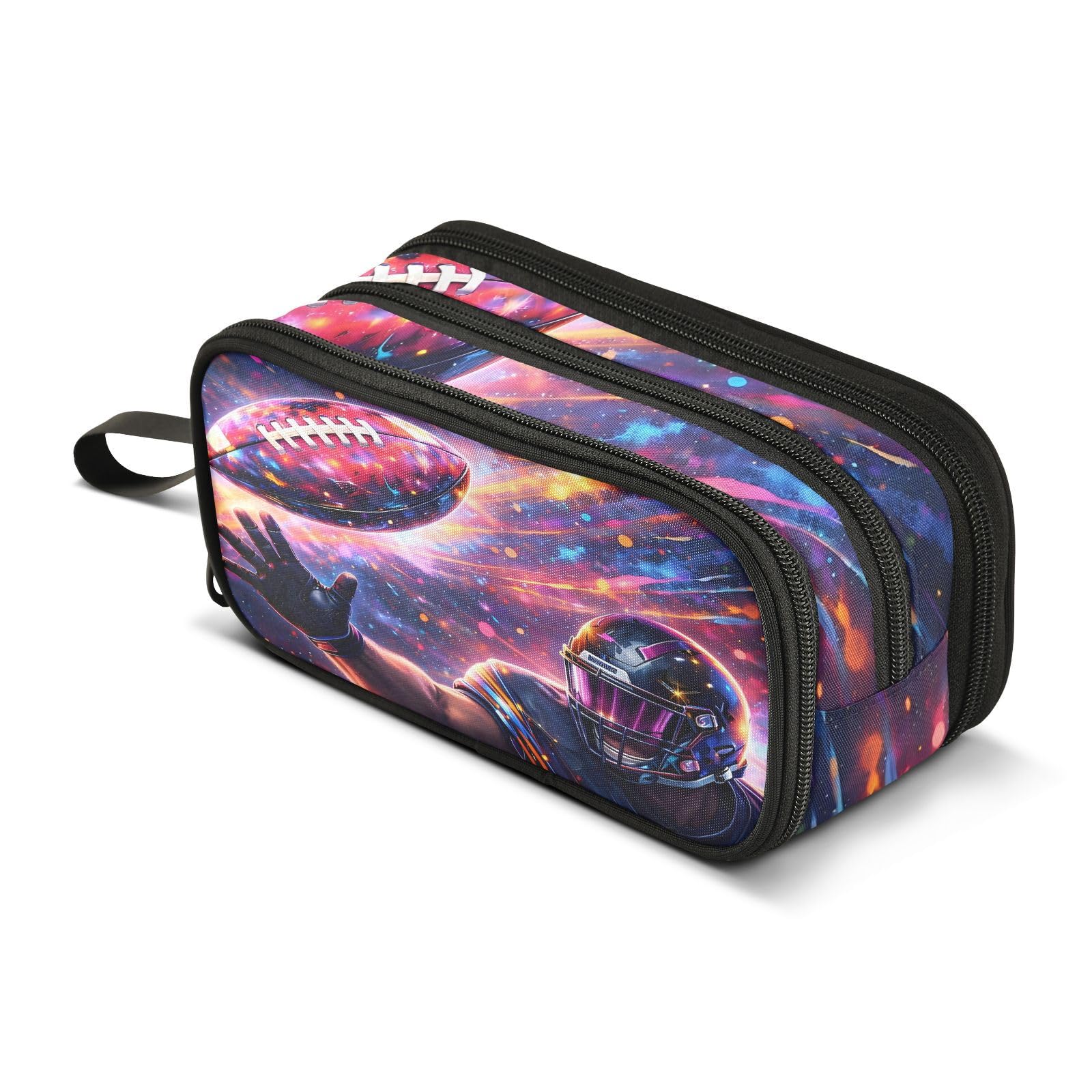 Space Football Galaxy Large Capacity Pencil Case Box Boys Girls Big Stationery Pen Bag Organizer Pencil Pouch Zipper Compartments for School Office