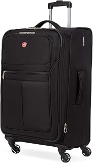 4010 Softside Luggage with Spinner Wheels, Black, Checked-Medium 23-Inch