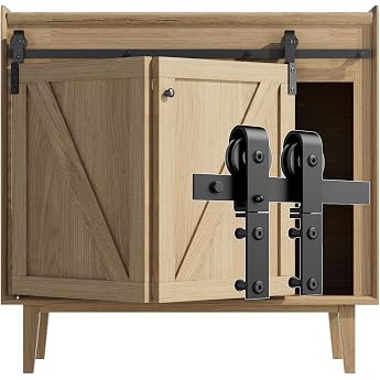 4FT/122CM Mini Sliding Door Fitting for Single Door TV Stand Small Wardrobe Cupboard Folding Door Fitting Set No Cabinet Doors