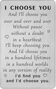 TANWIH I Choose You Wallet Card, Fathers Day Cards for Him, Wedding Gifts for Groom from Bride, Fiance Gifts for Him, To My Husband On Our Wedding Day, I Love You Card for Men, Engagement