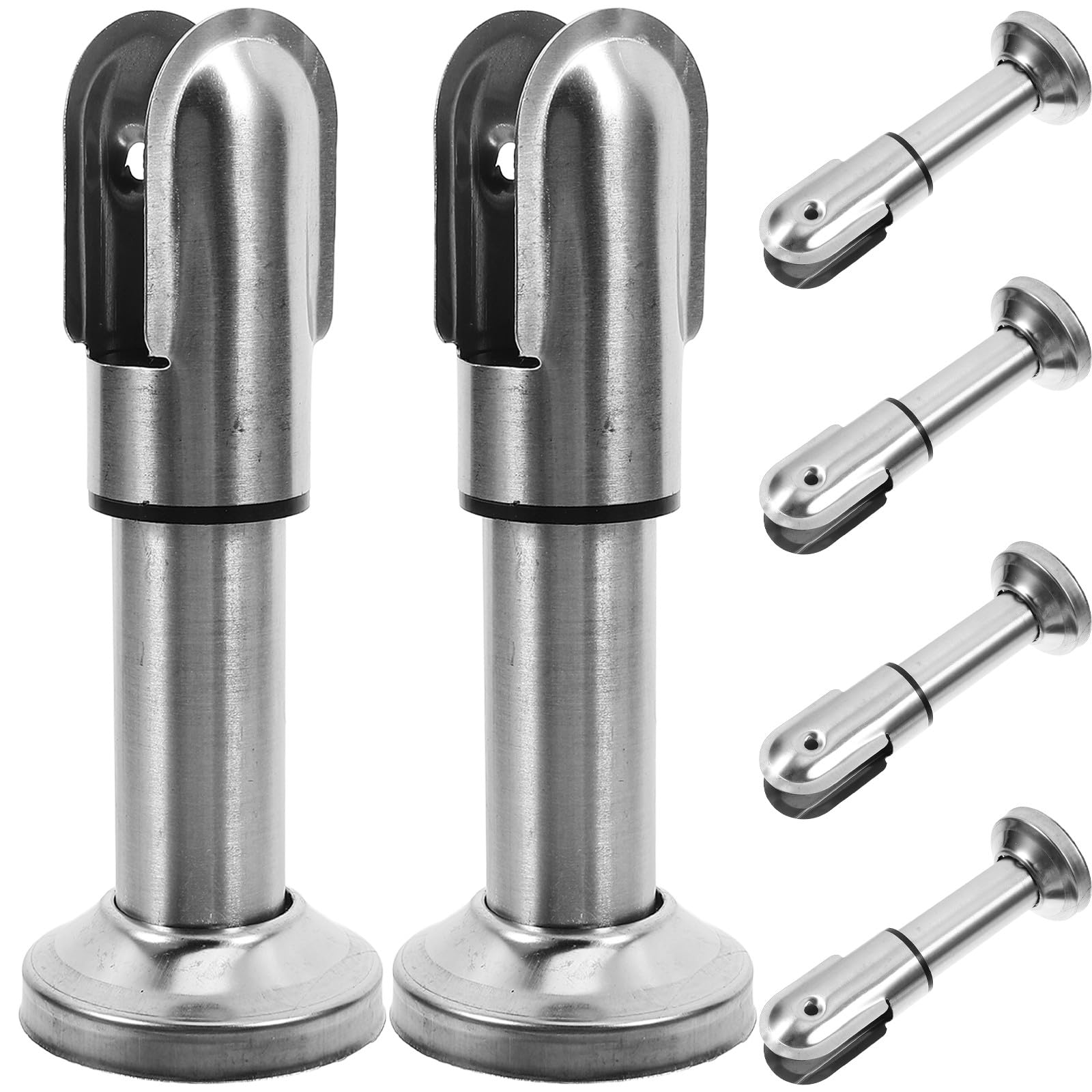 Support de Cloison de Toilettes Publiques en Acier Inoxydable Argenté, Stable et Facile à Entretenir, Lot de 6 Pièces Adapté pour Cloisons de 12-18 Mm