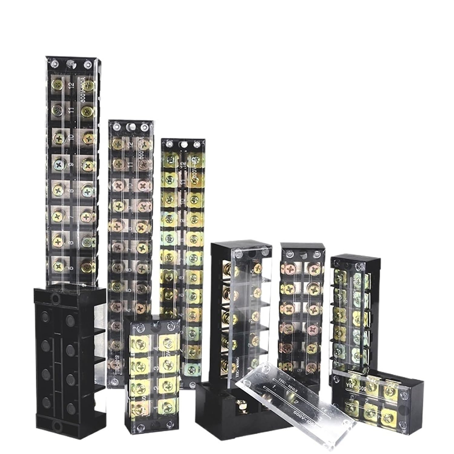 Dual Row Strip Barrier Screw Terminal Block 600V 25A Fixed Wire Connector 3/4/5/6/8/10/12 Positions(25A 4 Positon)