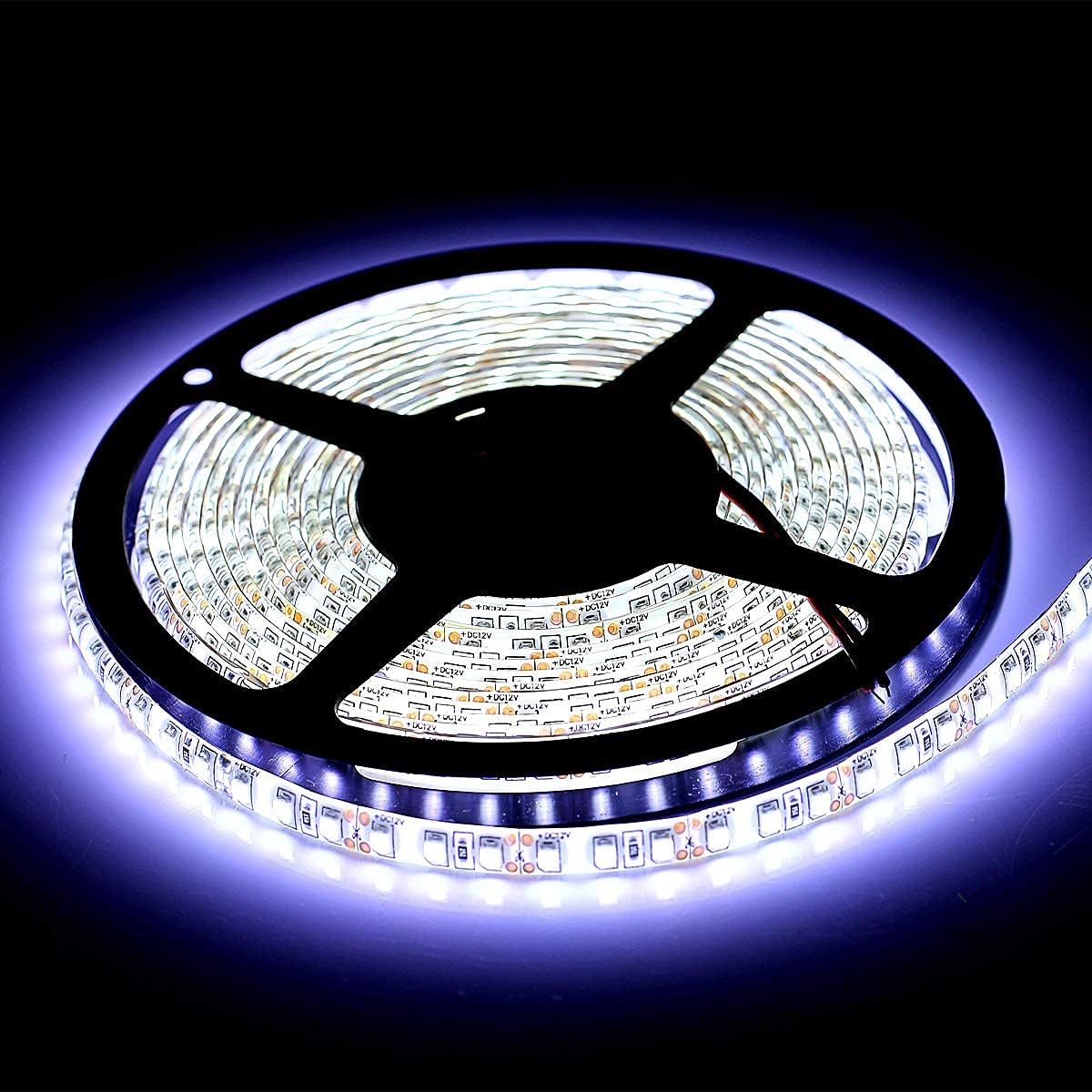 600 LEDs Light Strip Waterproof Cool White 7000K, SUPERNIGHT 16.4FT LED Rope Lighting Flexible Tape Decorate for Bedroom Boat Car TV backlighting Holidays Party (White)