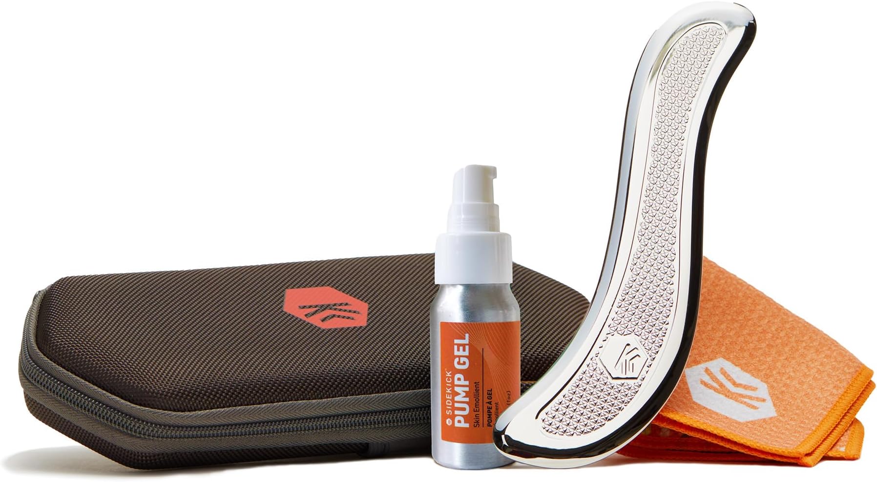 SIDEKICK Echo Muscle Scraper - Steel Gua Sha Tool - w/Patented Anti-Fatigue Grip - Full Kit Included – Designed for IASTM to Relieve Neck, Shoulder, Back and Muscle Pain - (Stainless Steel)