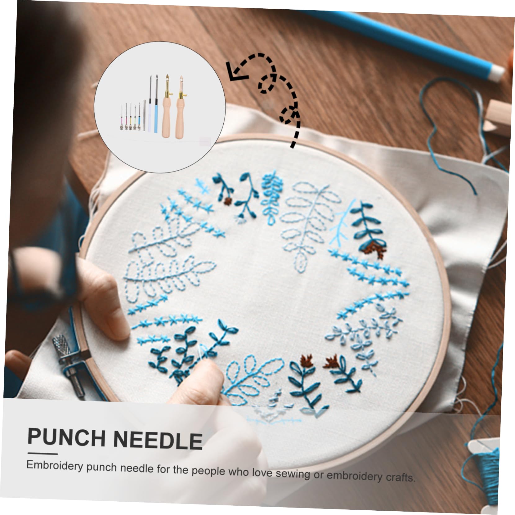 NUOBESTY 5juegos Agujas De Punch Needle Para Bordado Herramienta De Costura Mango Ergonómico Kit Para Proyectos De Bordado y Manualidades