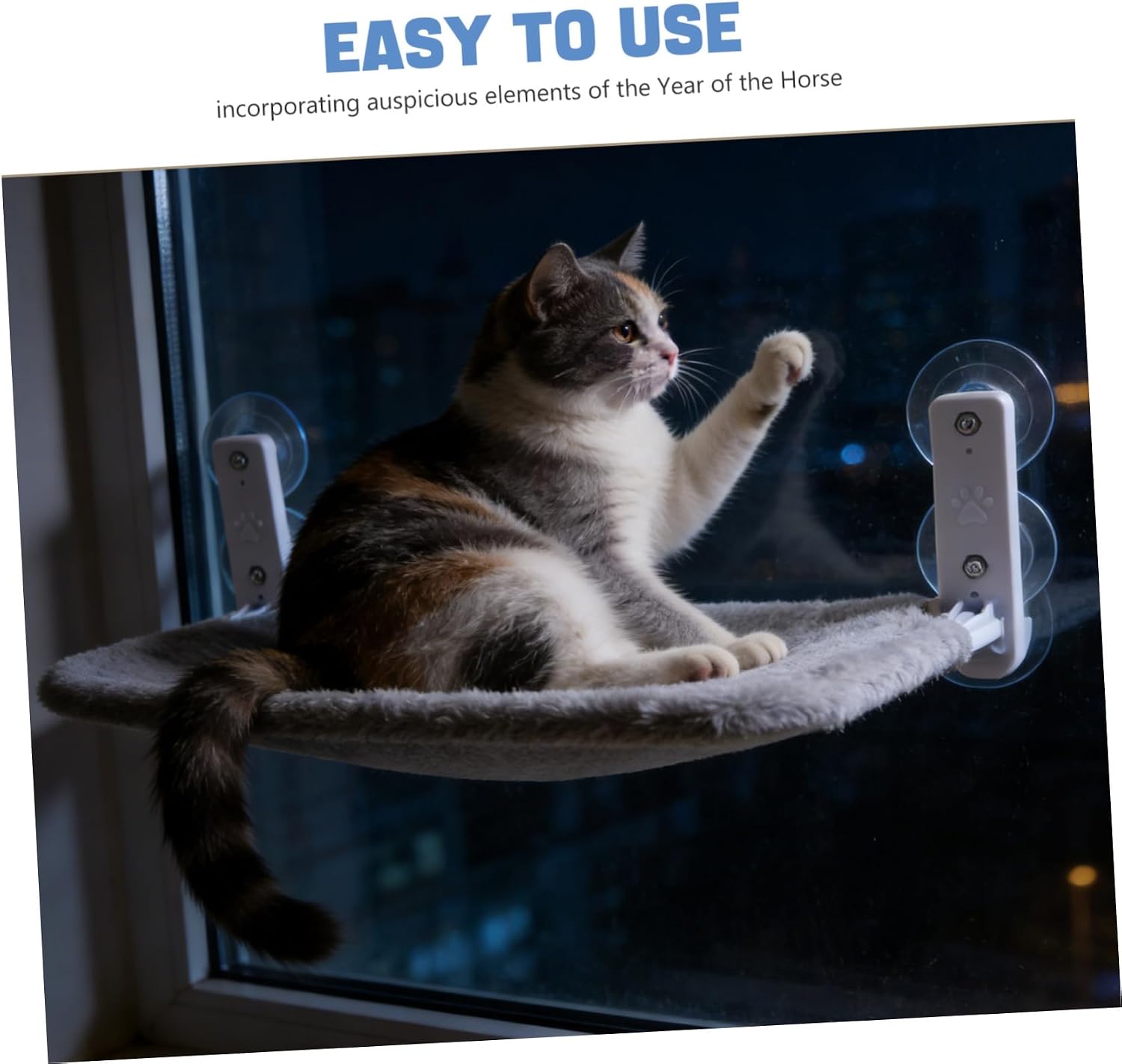 LIFKOME Cat Perch Window Hammock Featuring Reliable Suction Design and Soft Imitation Rabbit Fur Fabric, Space-Saving Indoor Cat Window Lounger for Sunbathing and Relaxing Kittens