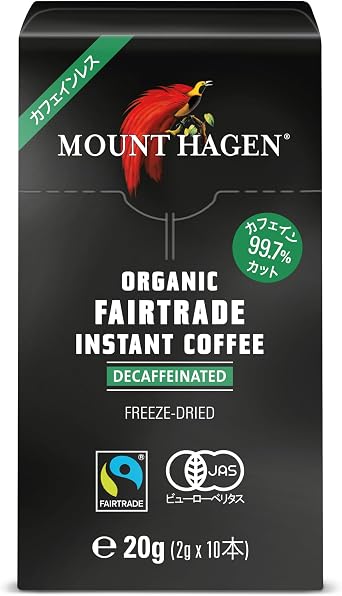 Mt. Hagen Organic Fair Trade Caffeinated Instant Coffee Sticks, 0.7 oz 20 g 0.08 oz 2 g x 10 Bottles