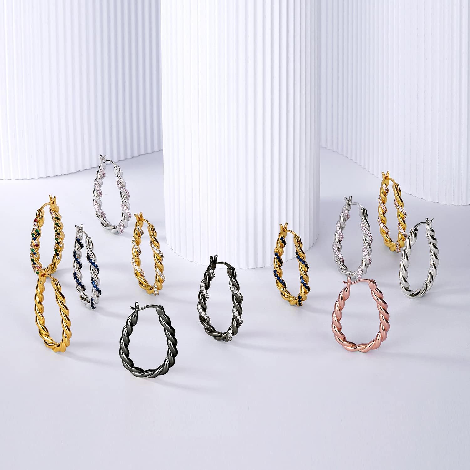 14K Gold Plated Oval Hoop Earrings for Women 925 Sterling Silver Post Twist Huggie Hoop Earrings Hypoallergenic Lightweight Hoop Earrings Jewelry Gifts - Image 6