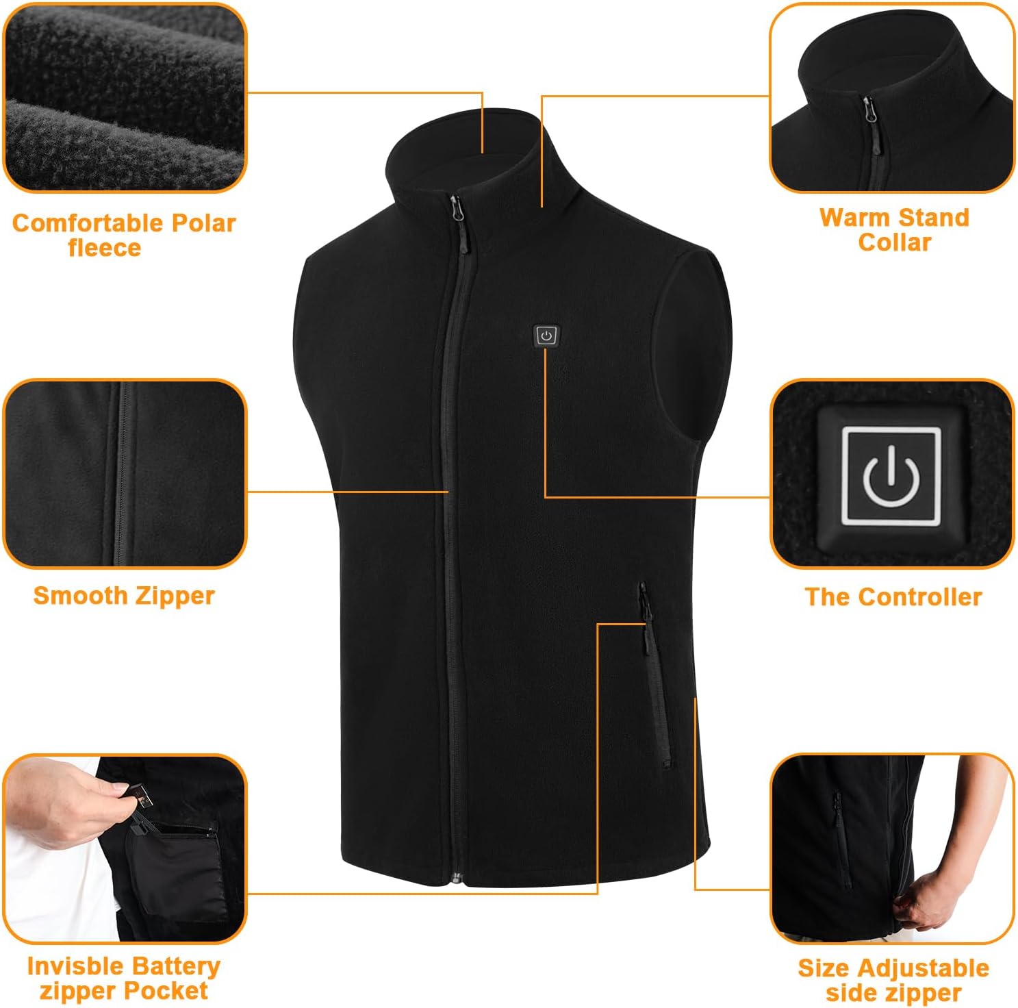 Heated Vest with Battery Pack Included, Warming Polar Fleece Smart Heating Vests - Image 4