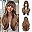 Esmee Long Wavy Ombre Brown Wigs for Women Natuaral Synthetic Hair Wig with Fringe for Daily Party Cosplay Use-24 Inches