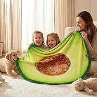 Vista 3 de Vessia - Manta de lana con diseño de aguacate (verde), manta graciosa y realista de comida para adultos y niños, 300 GSM, manta novedosa con frutas