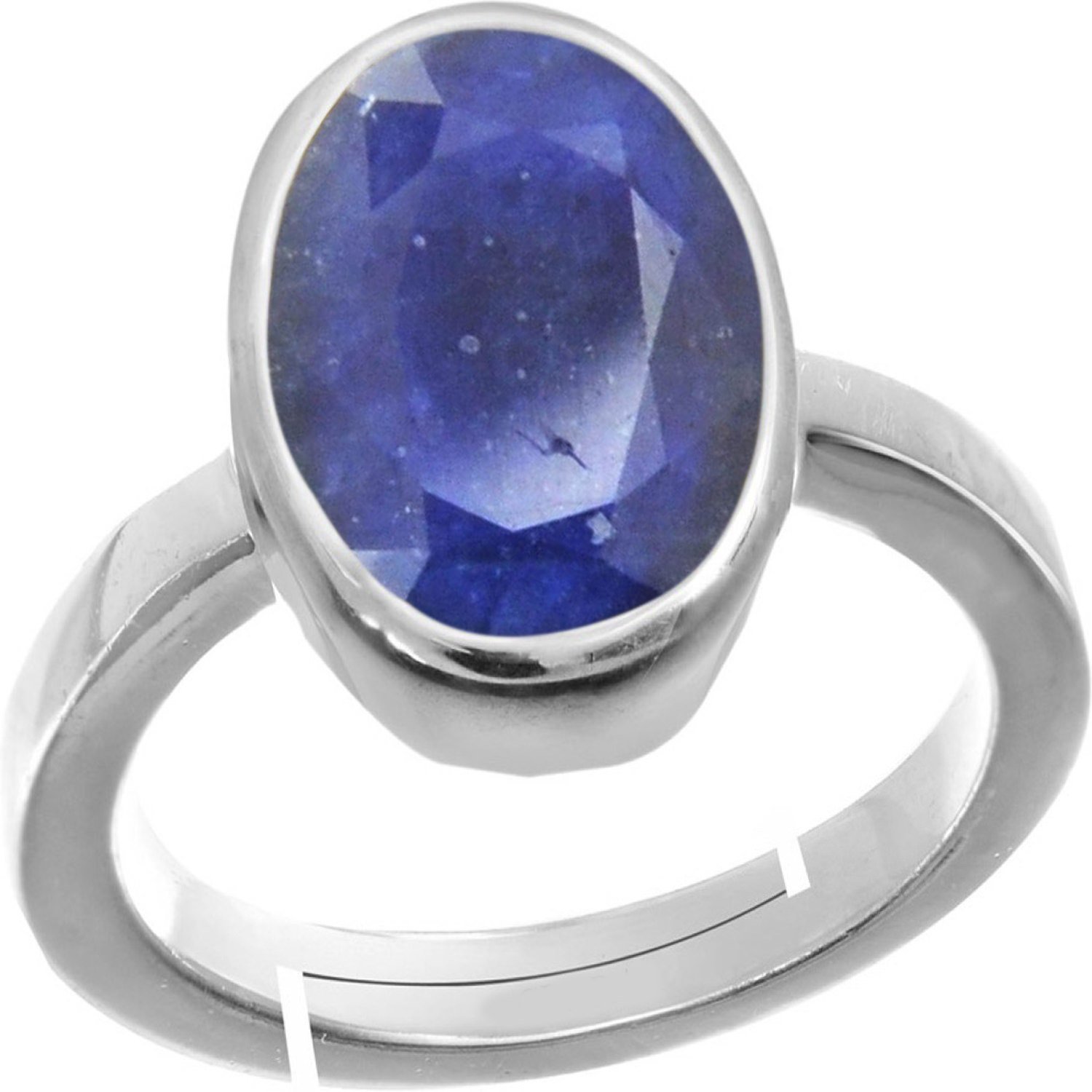 Accurate Traders 7.5 Ratti Neelam Stone Silver Adjustable Ring (6.8 carats) Original and Certified by GLI natural Blue Sapphire Gemstone Chandi Free Size Anguthi Unheated and untreated for men and women
