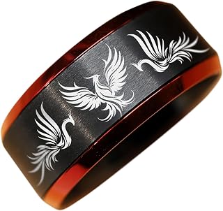 Phoenix Bird Filigree Wedding Band Engraved Phoenix Wedding Ring Chinese Phoenix Engagement Ring Fire Bird Wedding Ring Phoenix - 10mm