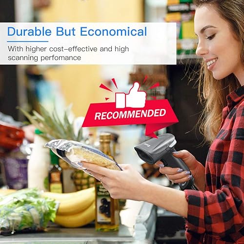 Miniatura 5 de Eyoyo Escáner de código de barras USB QR 2D, lector de código de barras con cable de mano PDF417 Matriz de datos para pago móvil, sistema POS,