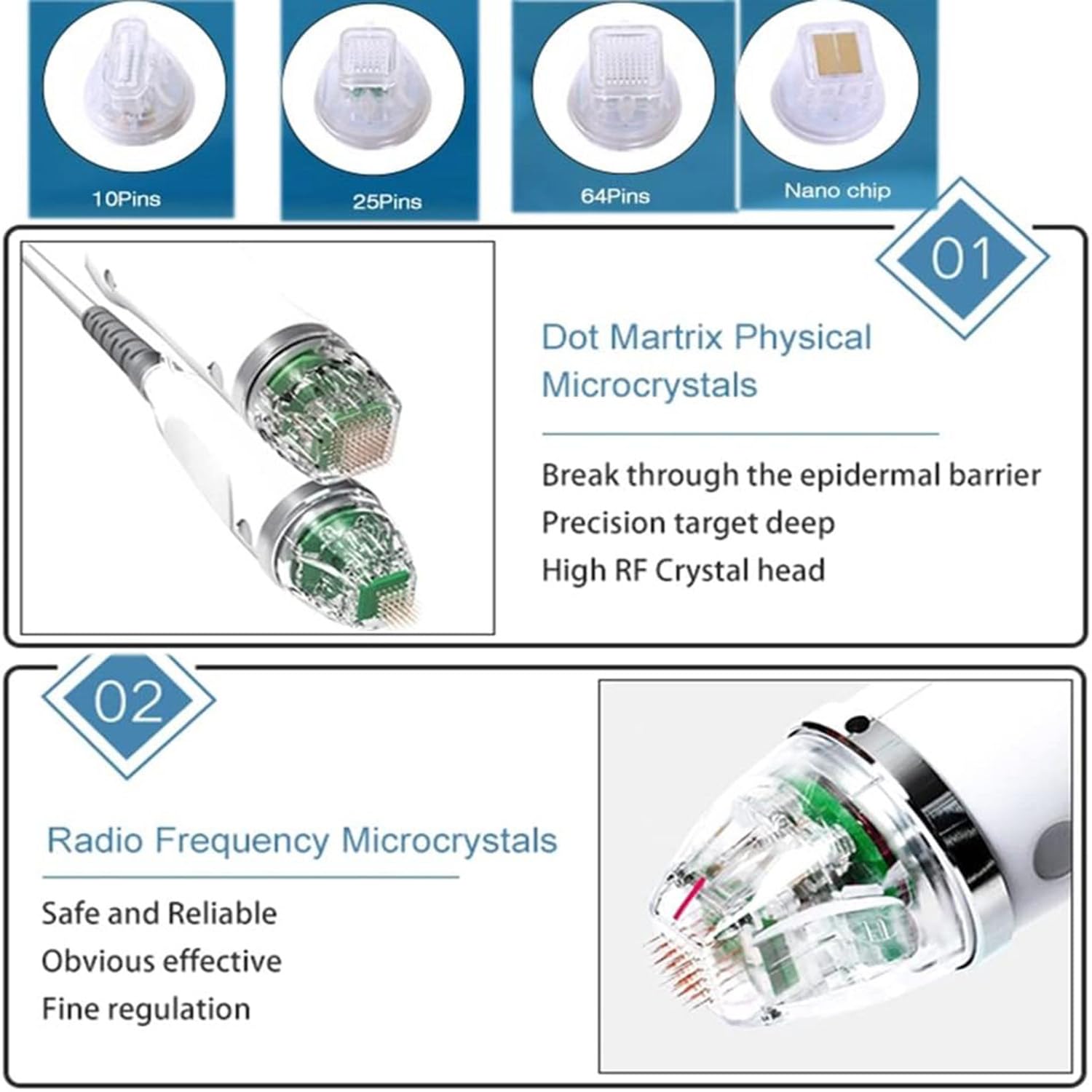 Appareil Professionnel De Micro-Aiguilletage RF,Machine De Lifting Visage 2 en 1,élimination des Cicatrices,Rides,Vergetures Et Pores Dilatés,Stimulation Collagène Usage Institut & Domestique