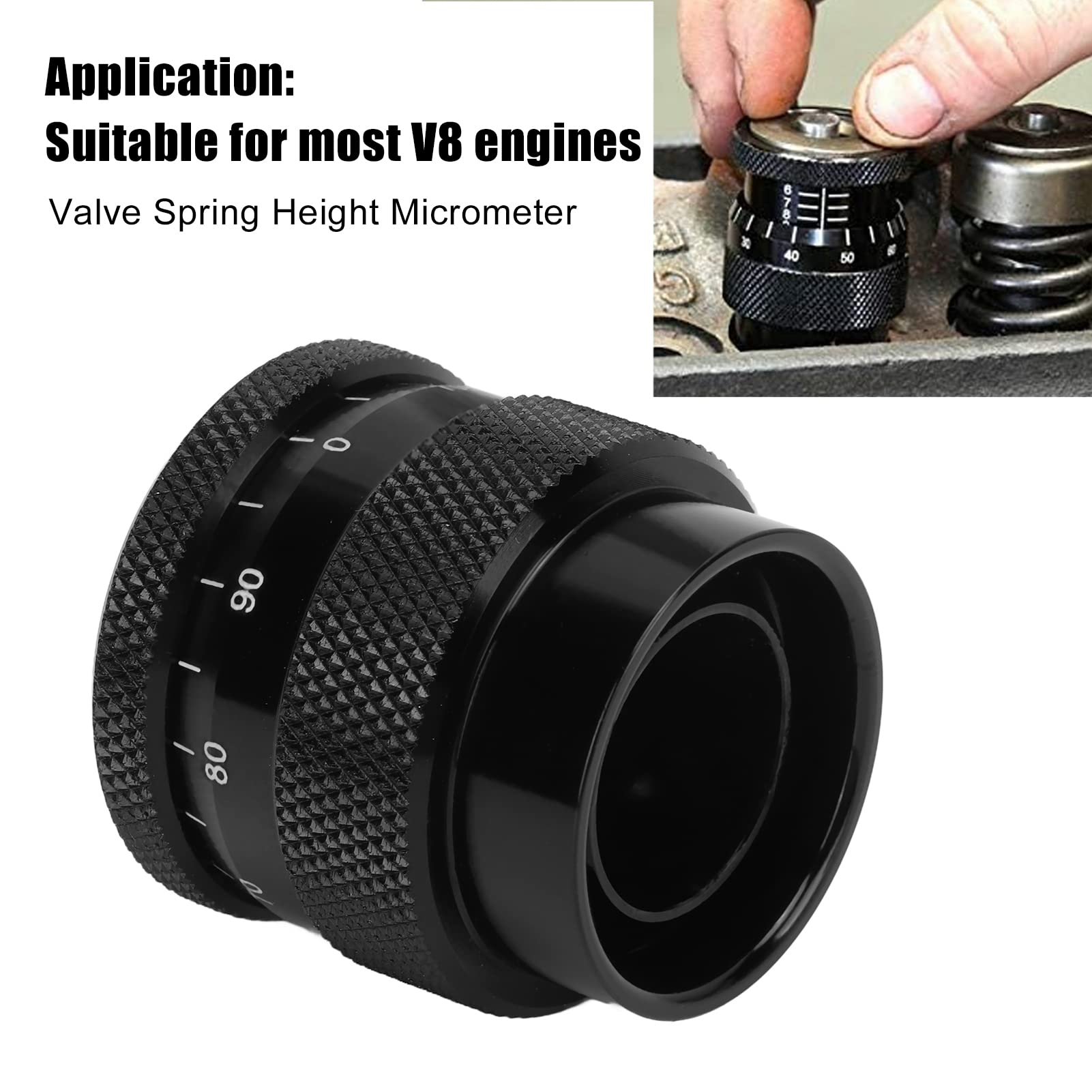 Ventilfeder-Höhenmikrometer, Aluminiumlegierung 1.600-2.200 Zoll Höhenbereich Ventilfeder-Höhe-Mikrometer-Messwerkzeug Genauigkeits-Mikrometer-Messgerät für die Meisten V8-Motoren