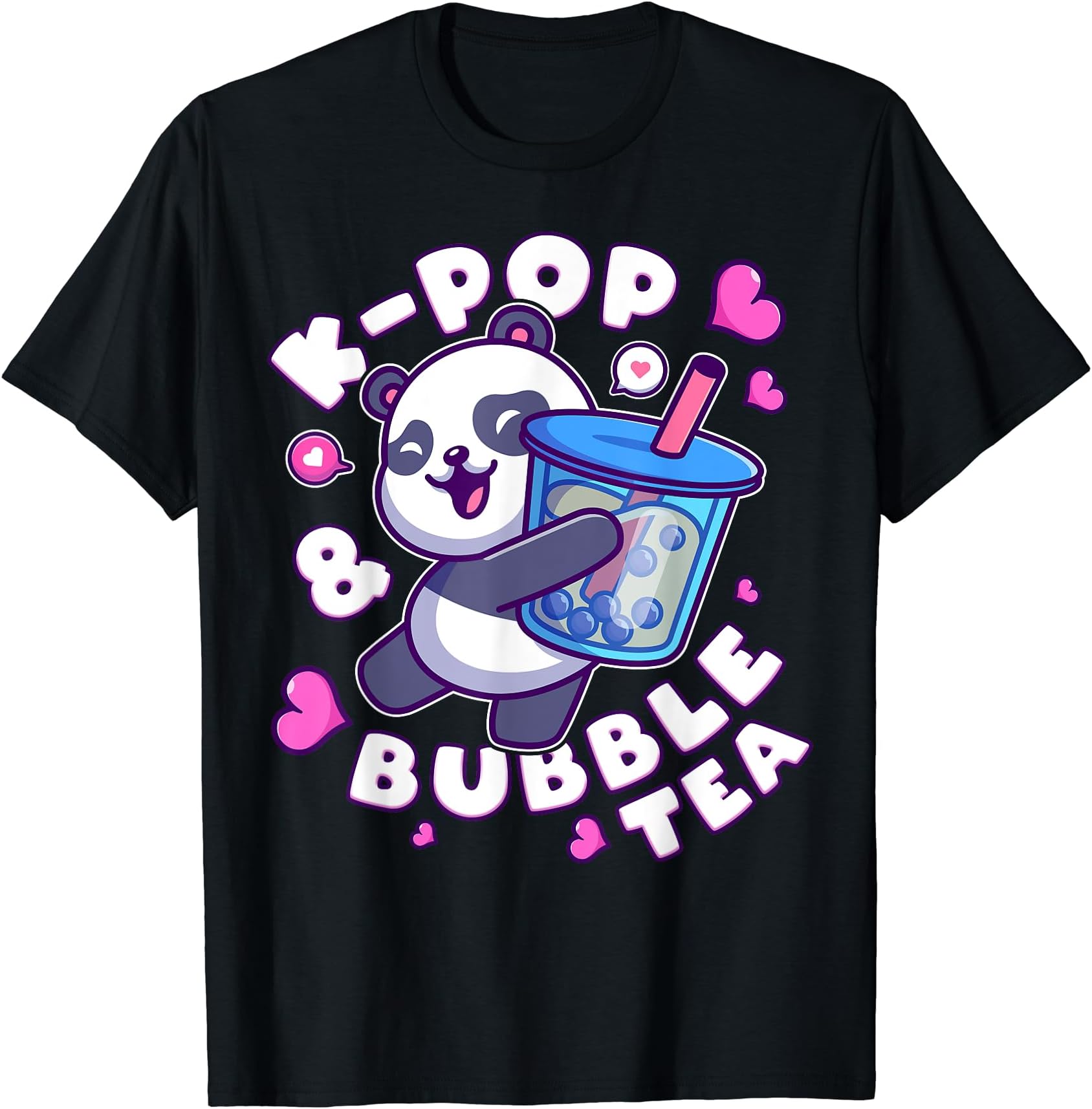 Korean Pop Music Design by Content Design StudioPanda, K-Pop & Bubble Tea, Korean Music, Cute Playful T-Shirt