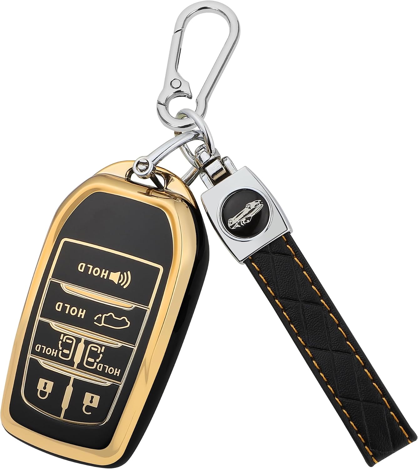 TOMALL for Toyota Key Fob Cover with Keychain, 6 Buttons Soft TPU Key Fob Protector Compatible with Toyota Sienna, Black