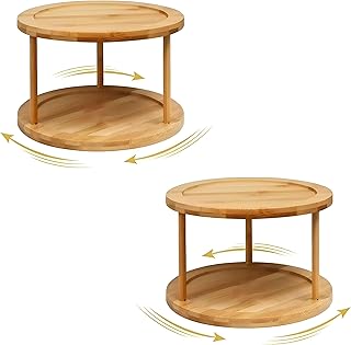 Kitchen Storage - 360 Degree Rotating Wooden Spice Organizer, Multi-Functional and Adjustable, Designed for Efficient Space Utilization, Durable and Stylish for Modern Kitchens (2organizers)
