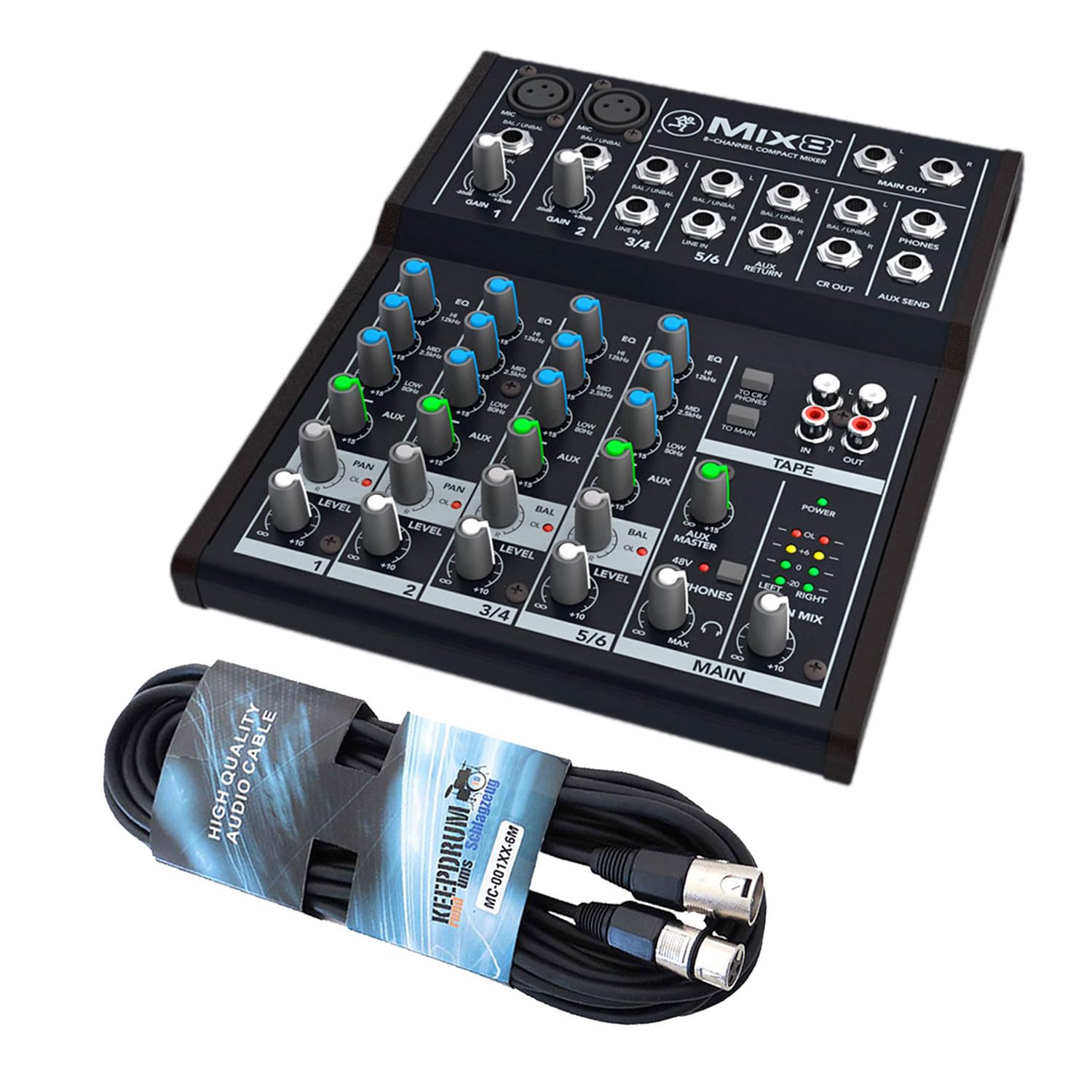 Mackie Mix8 Table de mixage analogique compacte 8 canaux avec câble XLR Keepdrum