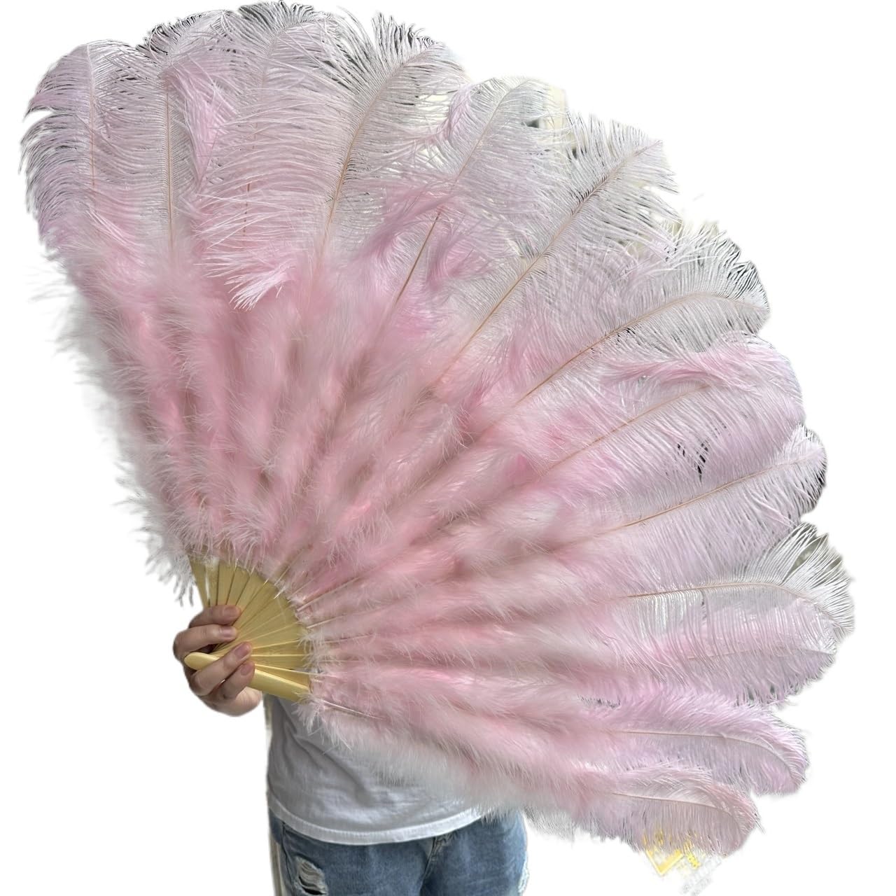 CIGPKLO Feather Dance Fan Big Feathers Fan 13Bone 100CM 130CM Hands Held Folding For Party Carnival Dance Performance Decoration