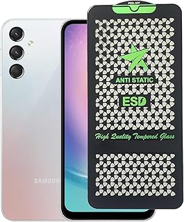 شاشة حماية زجاجية HD عالية الدقة متوافق مع هاتف سامسونج جالاكسي A24 / A15 . مضادة للصدمات مزودة بحواف سوداء لحماية شاشة الهاتف (B)