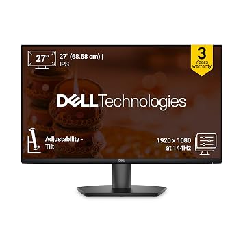 Dell SE2726H 27" FHD Monitor|144Hz Refresh|IPS Panel, 1ms MPRT|Contrast 1,000:1|16:9 Aspect| Tilt Adjustment|300 cd/m2 Brightness|AMD FreeSync|2*HDMI|Anti-Glare|3-Star Eye Comfort|3 Years Warranty