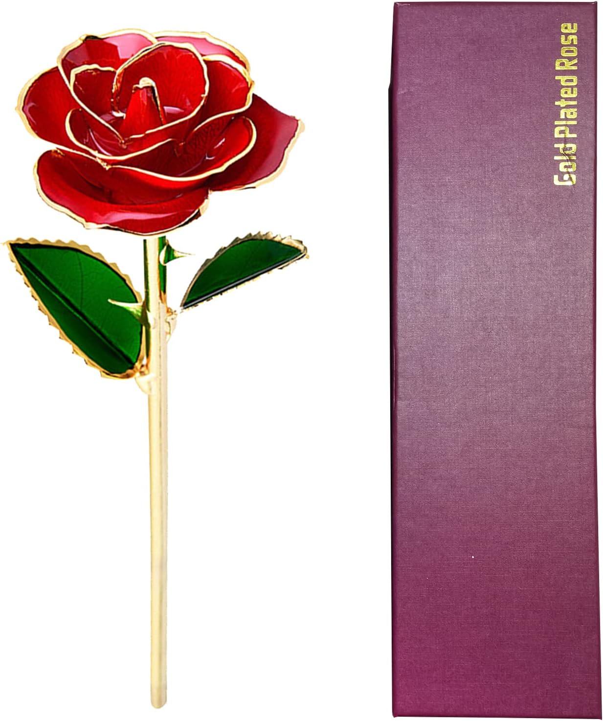 24K Plated Gold Dipped Rose Dried Flower Kit with Gift Box and Dispaly Stand Day Wedding Anniversary Plates Gold Rose