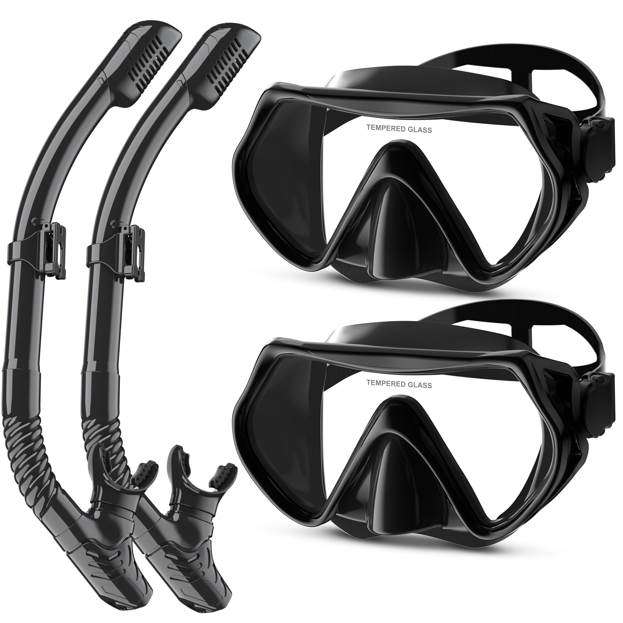 Juego de esnórquel seco para hombres y mujeres, máscara de buceo antivaho panorámica de 180°, equipo de esnórquel profesional para respirar libremente, visión amplia clara bajo el agua