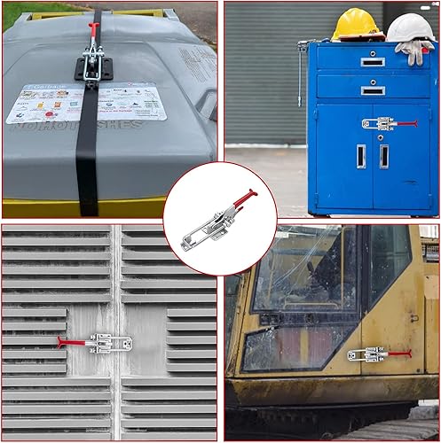 Miniatura 6 de Accessbuy Pestillo de abrazadera de palanca grande resistente, capacidad de sujeción de 2000 libras, cierre ajustable de perno en U autobloqueo para