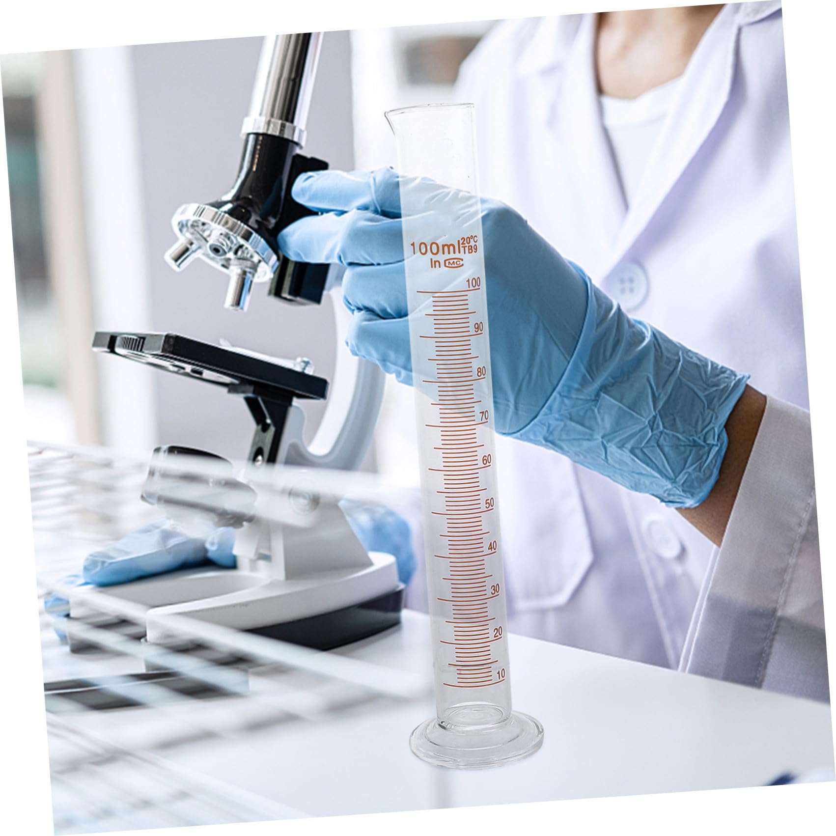 KICHOUSE Set di 9 Pezzi di Cilindri Graduati in Vetro Resistente alle Alte Temperature con Scala Facile da Leggere per Esperimenti di Laboratorio e Ricerca Scientifica