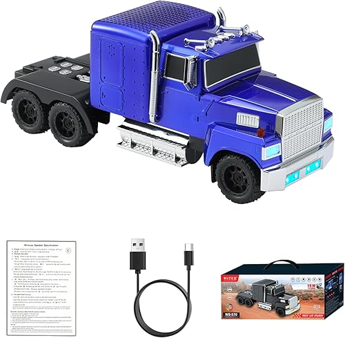 Miniatura 1 de WS-570 Retro American Truck Modelo Bluetooth Replica Altavoz - Sonido HD portátil, TWS estéreo, radio FM, luces LED de fiesta, micrófono integrado