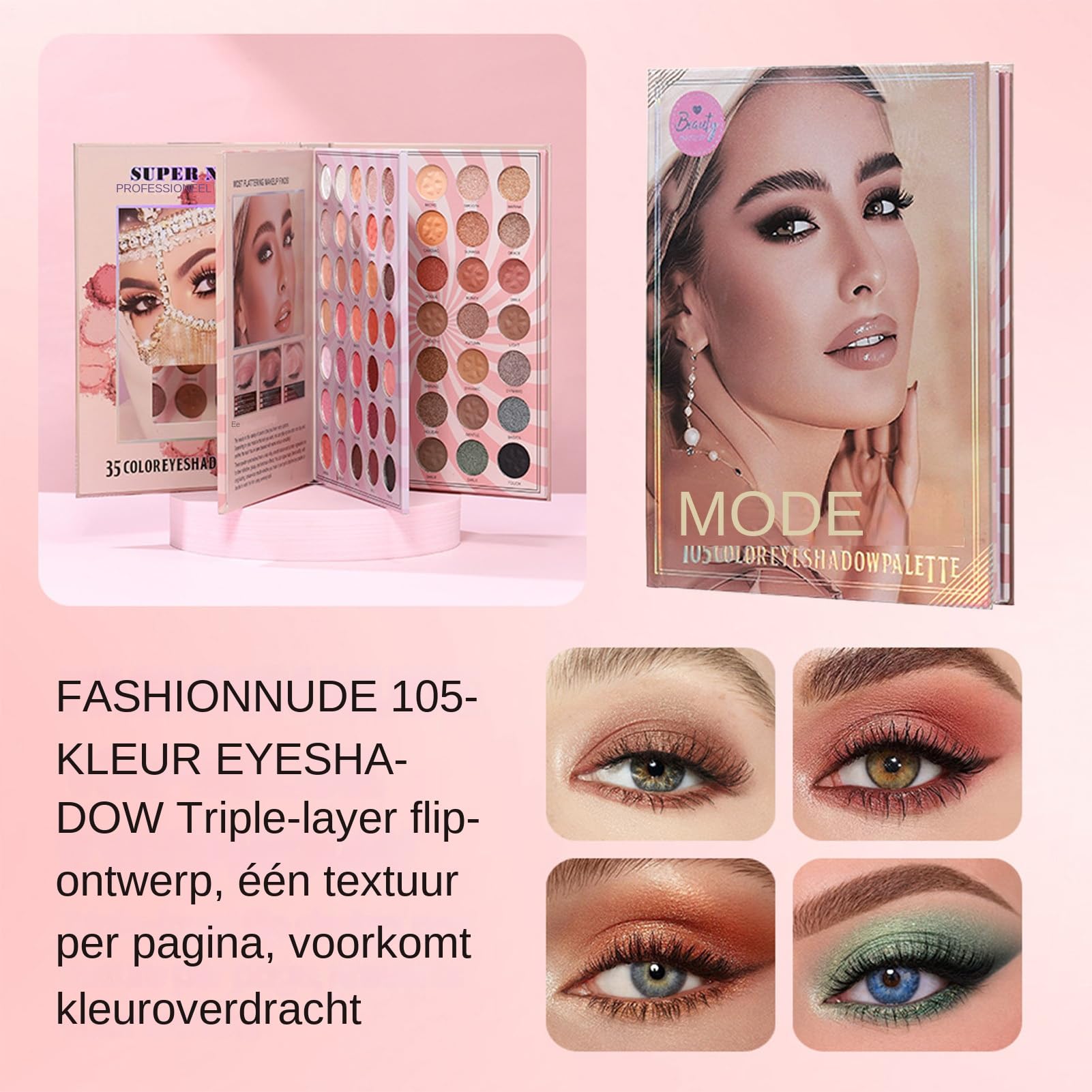 Palette di ombretti - 105 colori opachi, glitterati e illuminanti | Palette di ombretti a forma di libro, per donne ragazze adolescenti festa quotidiana viaggio indossare tutti i giorni
