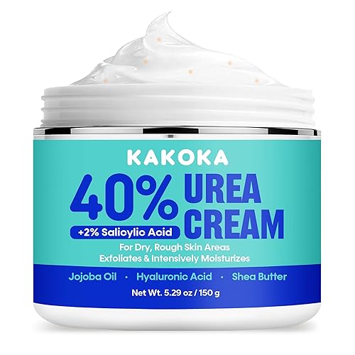 Kakoka Crema de urea (5.29 onzas), crema de urea al 40 por ciento con ácido salicílico al 2%, crema de pies para talones y pies agrietados secos,