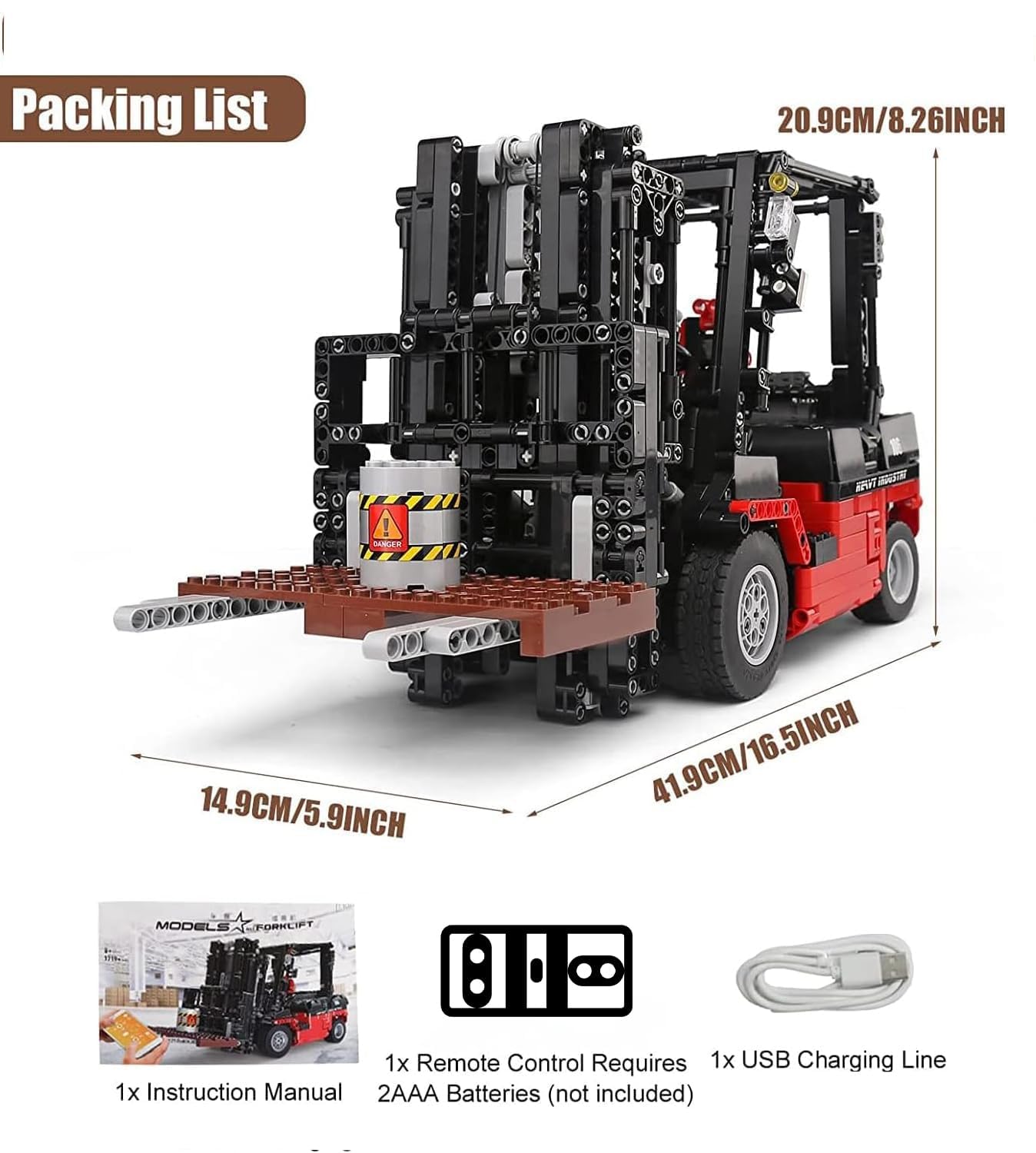 Mould King 13106 - Set di costruzione di carrelli elevatori tecnici, 1719 pezzi, motorizzato, con telecomando e app, progetto MOC per ingegneria meccanica per adulti