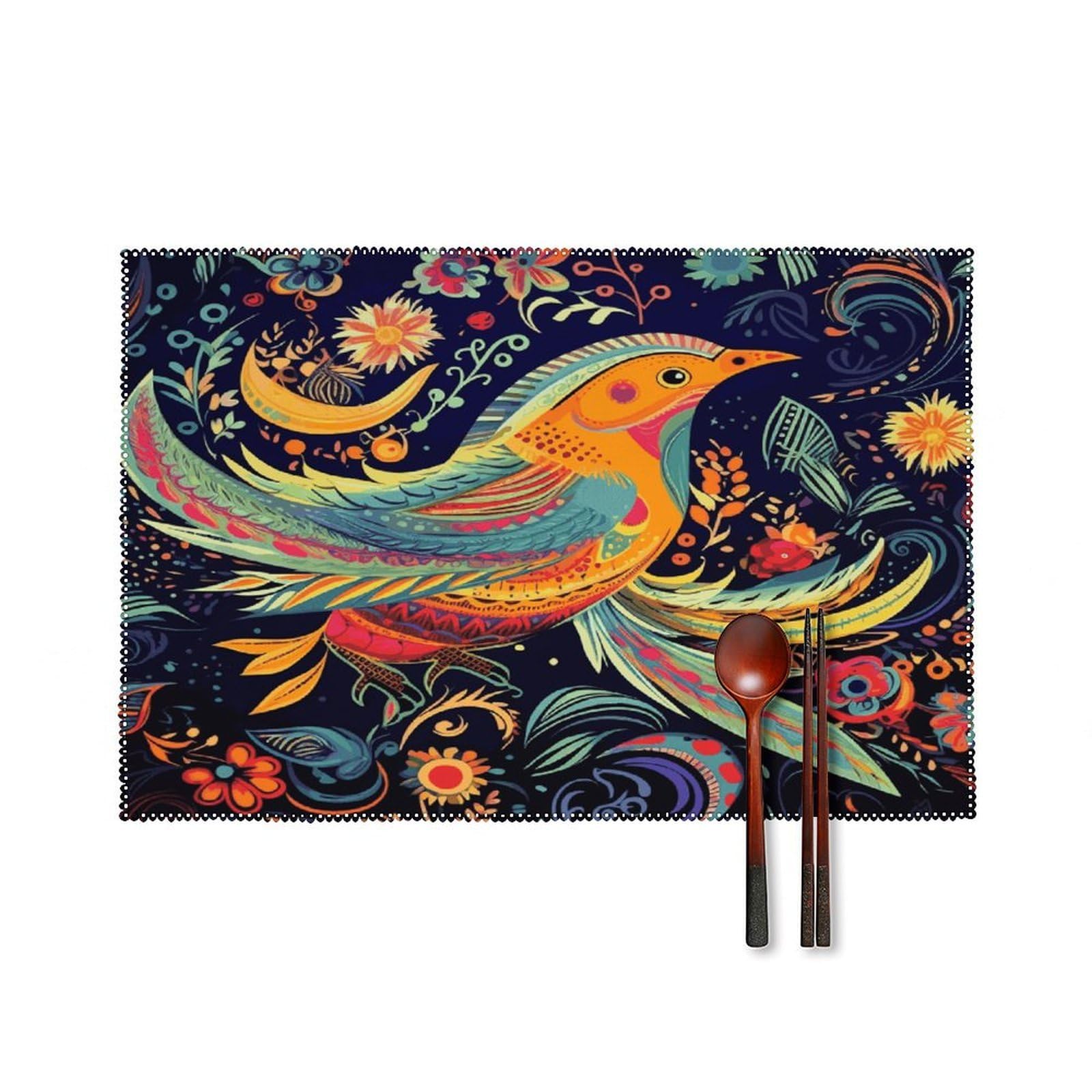 Fodpand Style Ethnic Birds Placemats Set Of 4 Place Mats Table Mats