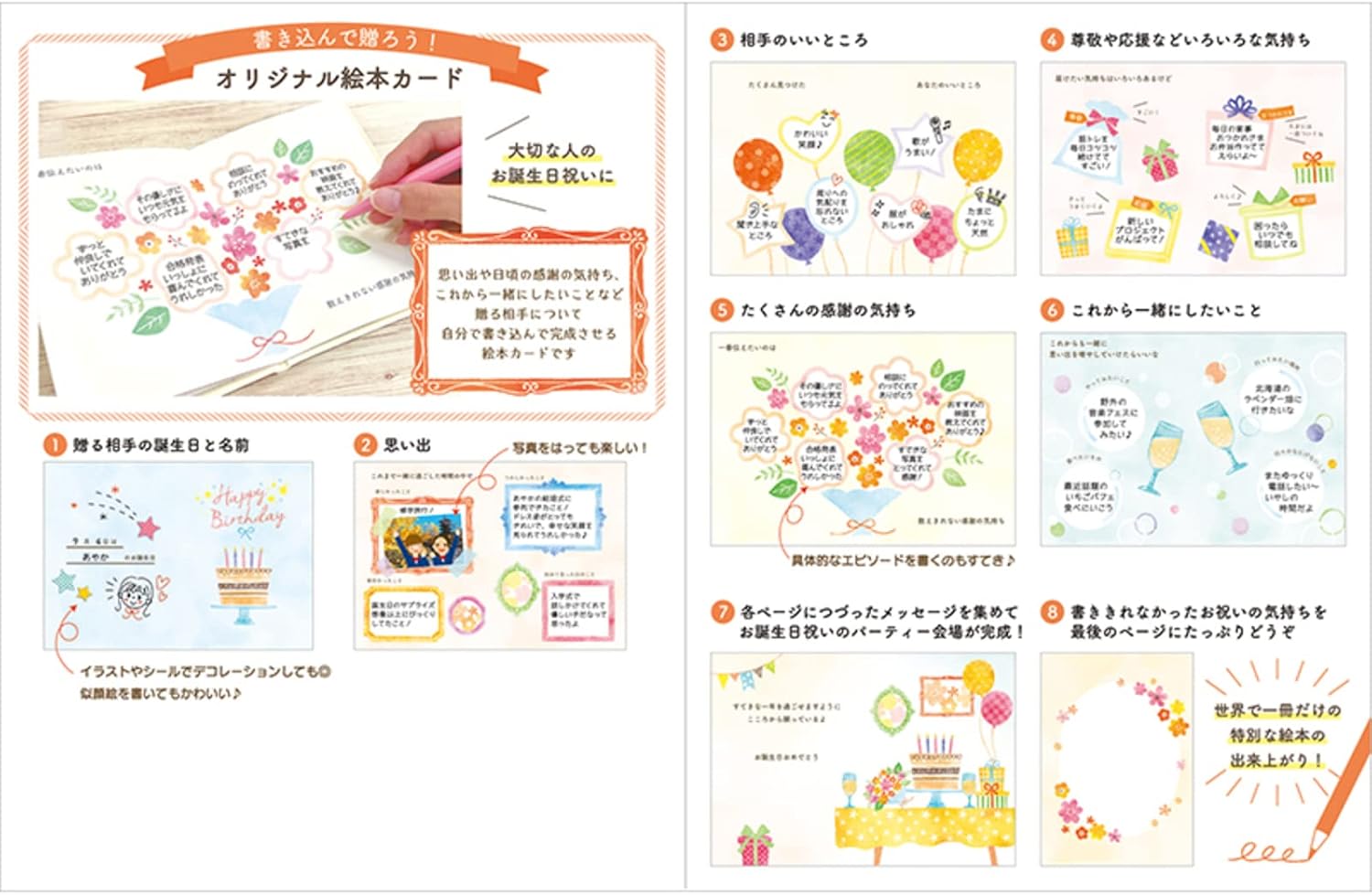 Sanrio BD116-2 SANRIO 831867 Birthday Card, Message Book, Writing Type, Greeting Card, International Transportation