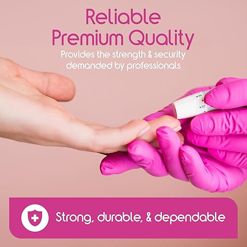 Miniatura 6 de Inspire Guantes desechables sin látex  Guantes de nitrilo rosa para peluquería y uñas, guantes desechables de nitrilo esteticista
