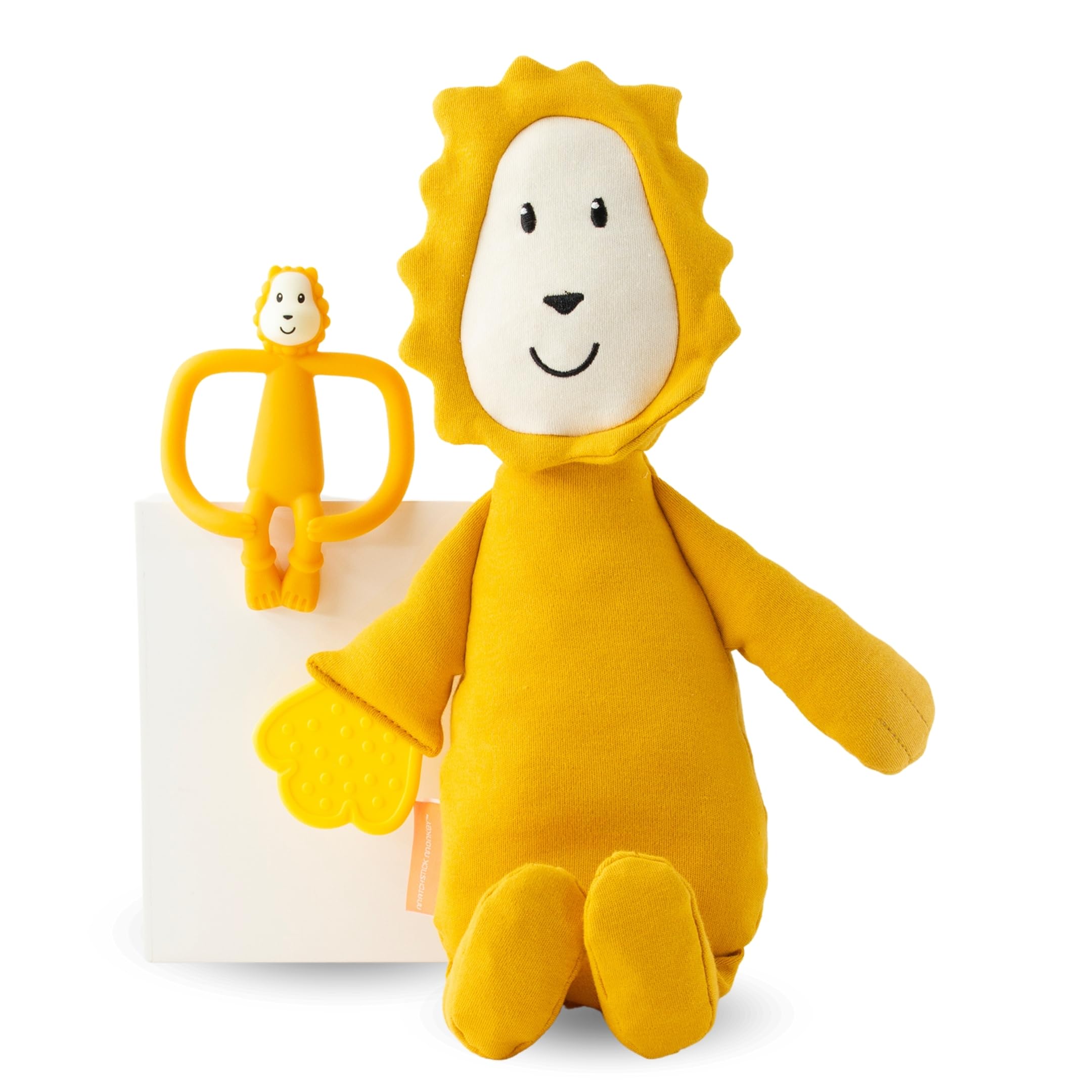 Matchstick Monkey Plush Toy Sensory Teething Teddy Gift Set, Soft Cotton, Filled with Sensory Beads, Antimicrobial Protection, 3 Months +, Lion