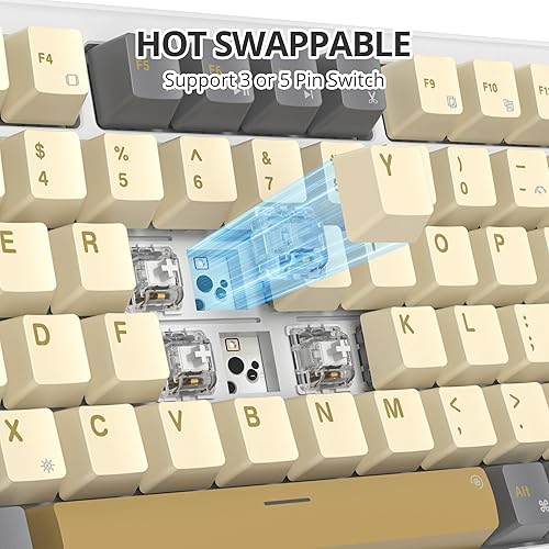 Miniatura 4 de NKRO - Teclado para juegos con 75 % con cable, montaje de junta intercambiable en caliente, interruptor blanco, 82 teclas TKL teclado mecánico,